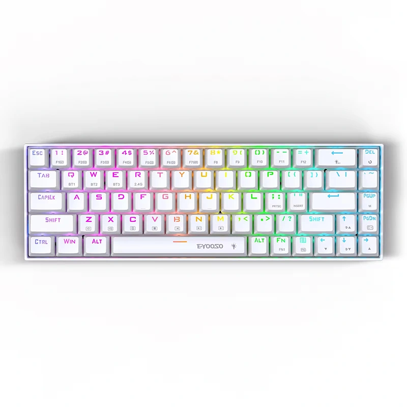Tastiera da gioco meccanica wireless BT 2,4 GHz RGB a 68 tasti