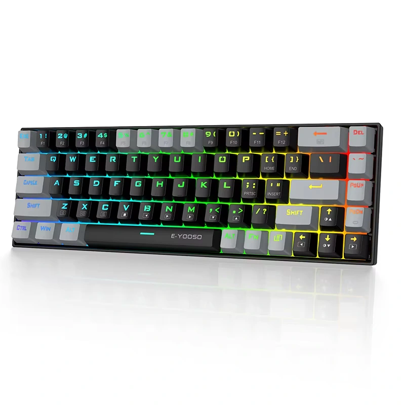 Tastiera da gioco meccanica cablata RGB a 68 tasti
