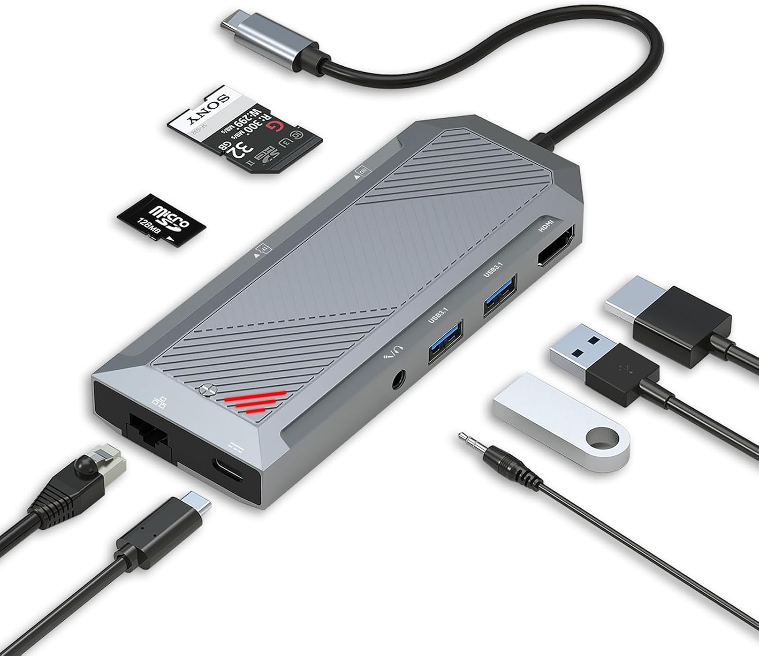 Hub USB-C 9 in 1 con custodia SSD per splitter HDMI M.2 NVMe 4K 60Hz