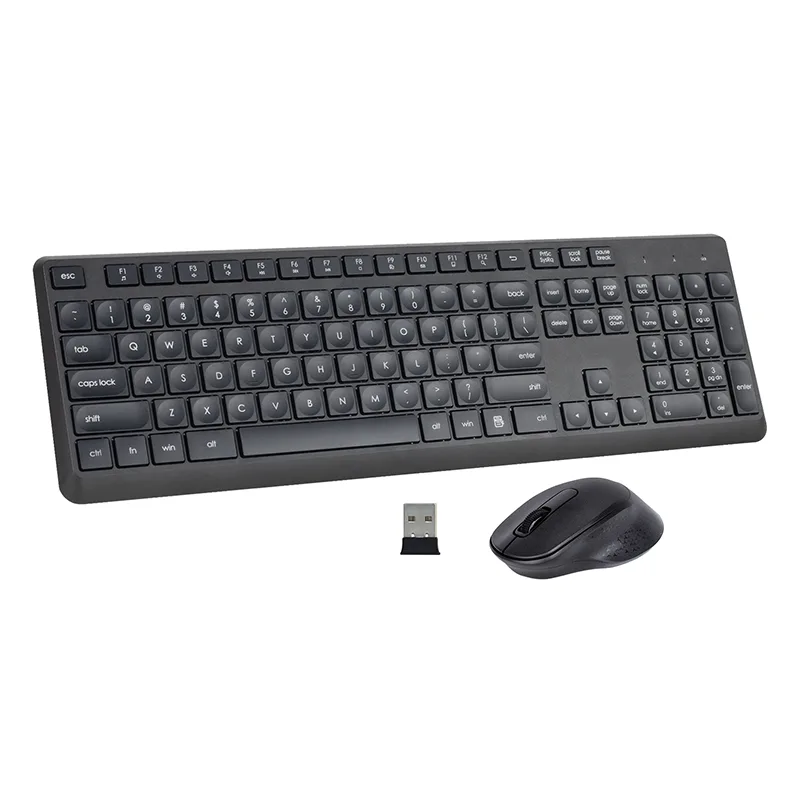 Tastiera wireless e mouse nera da 2,4 GHz