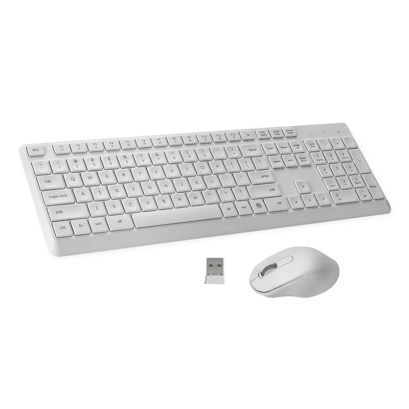Tastiera wireless bianca da 2,4 GHz e combinazione di mouse