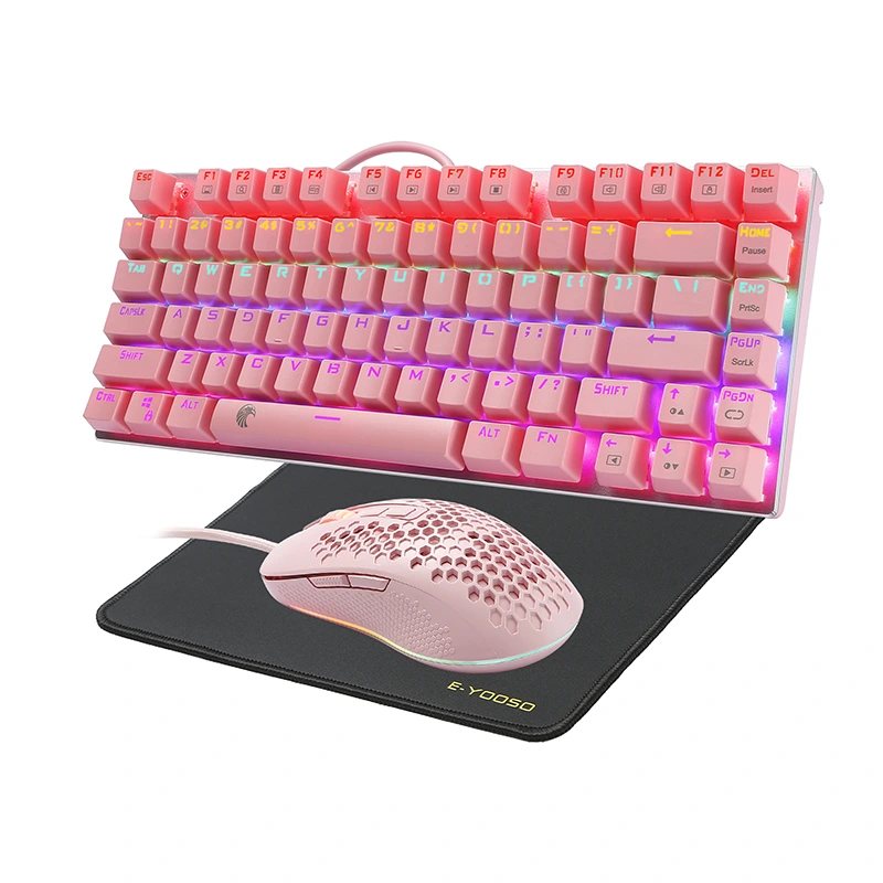 Set tastiera e mouse cablati con tappetino per mouse a 81 tasti