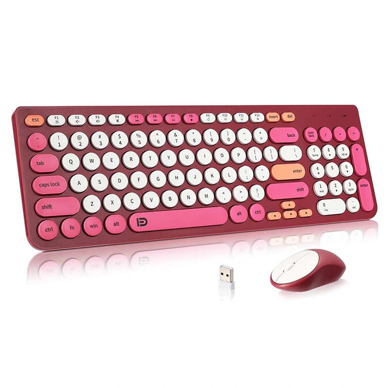 Tastiera wireless e combo del mouse con keycaps rotondi 2.4GHz